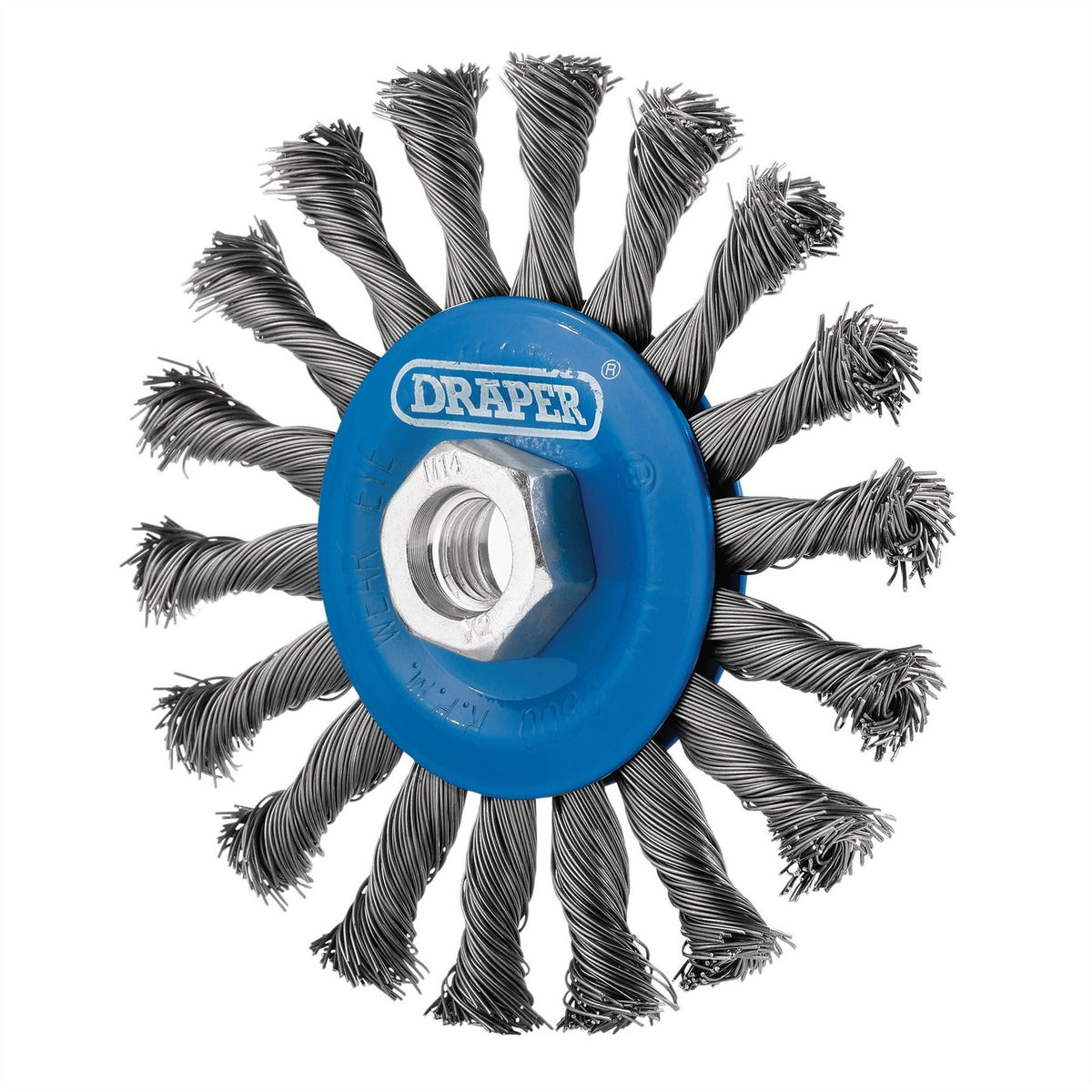 Draper Steel Twist-Knot Flat Wire Wheel Brush 115mm M14 08058 White Rose Tools
