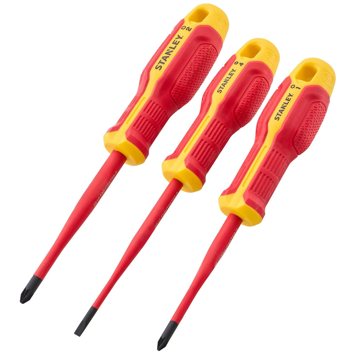 Stanley 3 Piece VDE Screwdriver Set Pozi Slotted FMHT65770-0 White Rose Tools