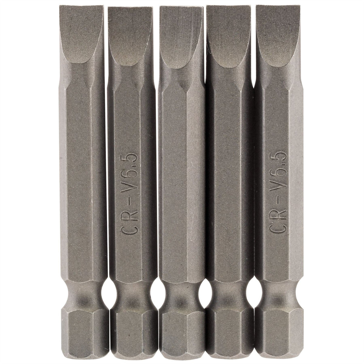 Draper Plain Slot Insert Bit 6.5mm 1/4" Hex 50mm Long (Pack of 5) 64276 White Rose Tools