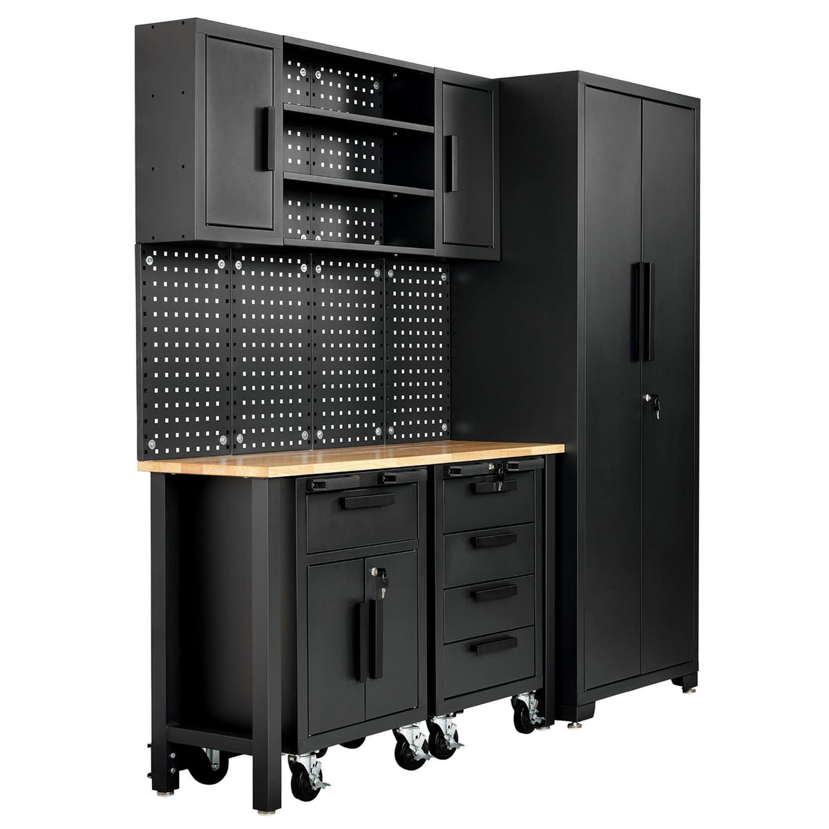Draper Single Garage Workstation with Roller Cabinets 13269 White Rose Tools