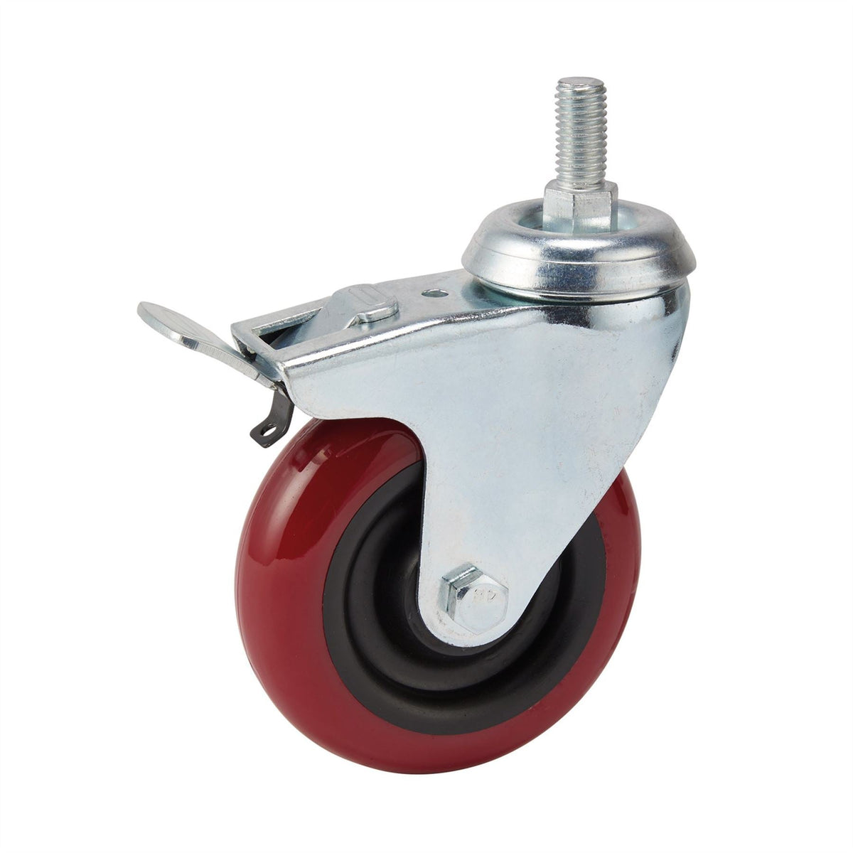 Draper Swivel Bolt Fixing Polyurethane Wheel with Brake 100mm Diameter S.W.L. 125kg 65521 White Rose Tools