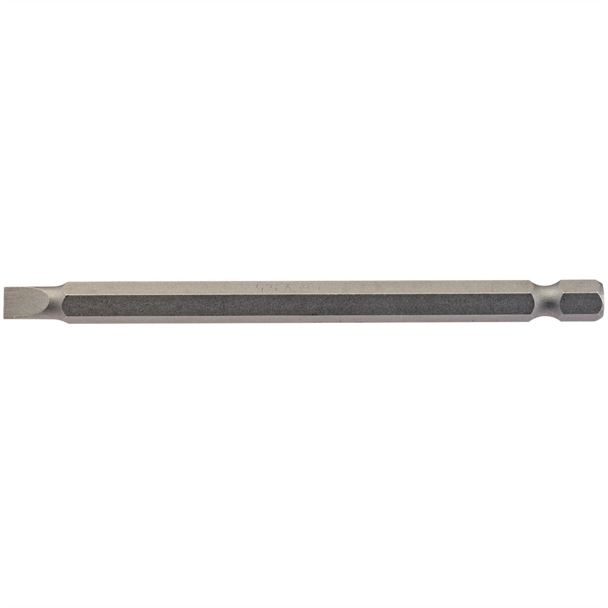 Draper Plain Slot Insert Bit 5.5mm 1/4" Hex 100mm Long (Pack of 1) 64345 White Rose Tools