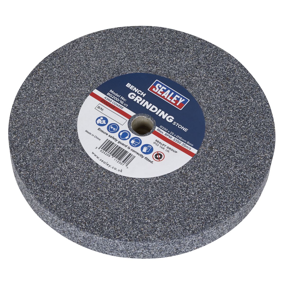 Sealey Grinding Stone Ø200 x 25mm Ø16mm Bore A36Q Coarse