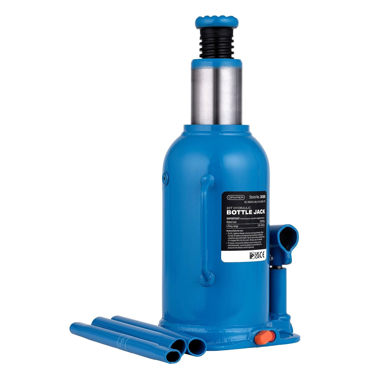 Draper Hydraulic Bottle Jack 20 Tonne 36369 White Rose Tools