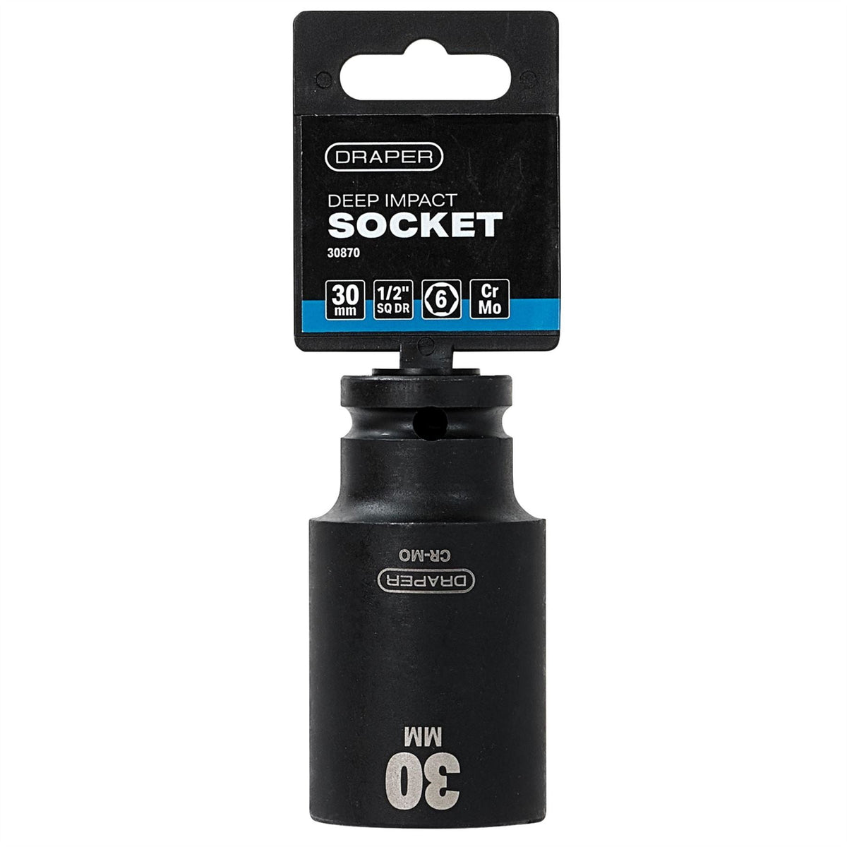 Draper HI-TORQ® Deep Impact Socket 1/2" Sq. Dr. 30mm 30870 White Rose Tools