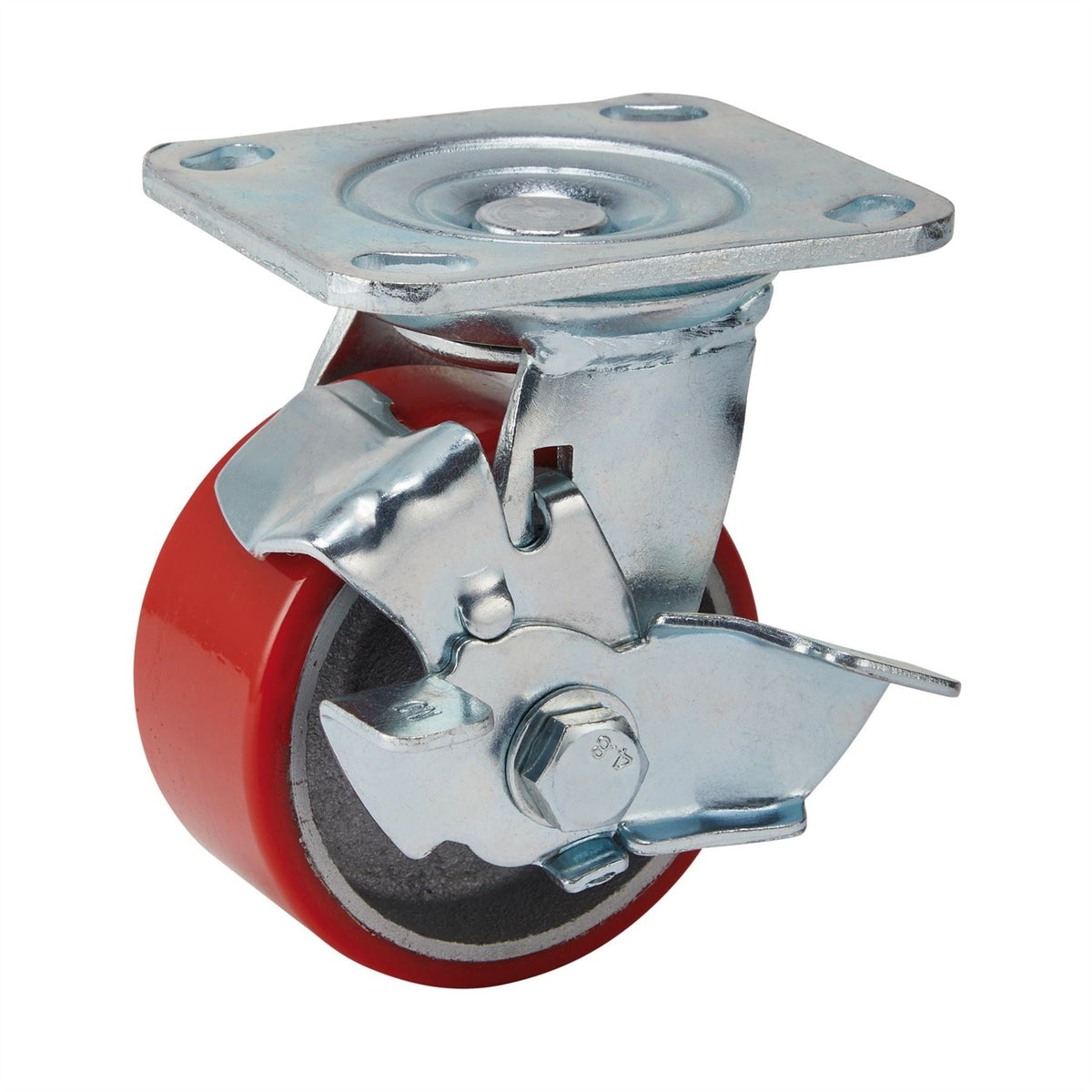 Draper Swivel Plate Fixing Heavy Duty Polyurethane Wheel with Brake 100mm Diameter S.W.L. 250kg 65524 White Rose Tools