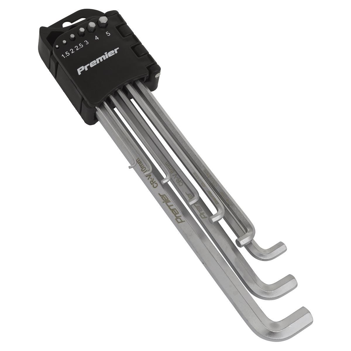 Sealey Premier 9 Piece Extra Long Stubby Element Hex Key Set 1.5-10mm Safe Storage