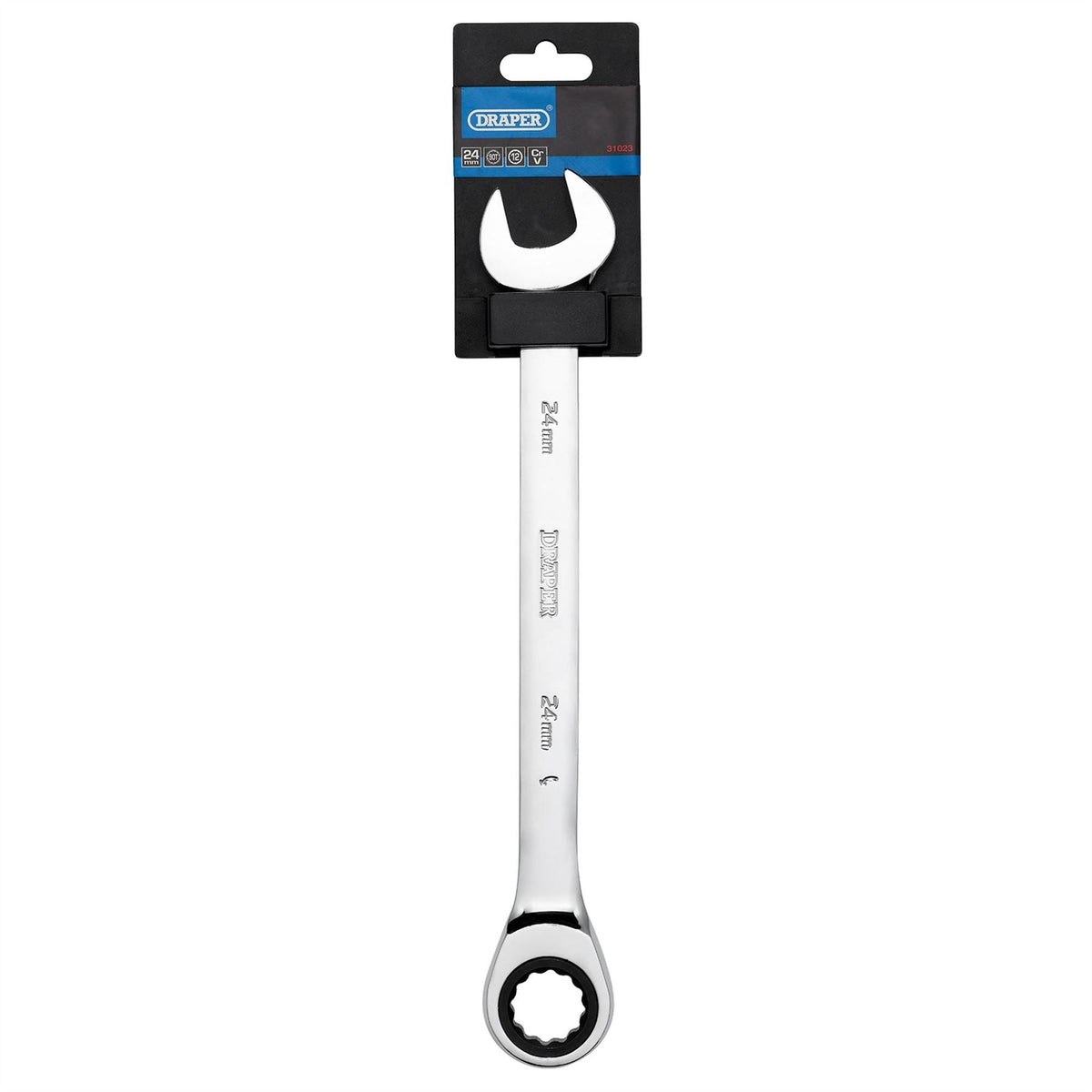 Draper Metric Ratcheting Combination Spanner 24mm 31023 White Rose Tools