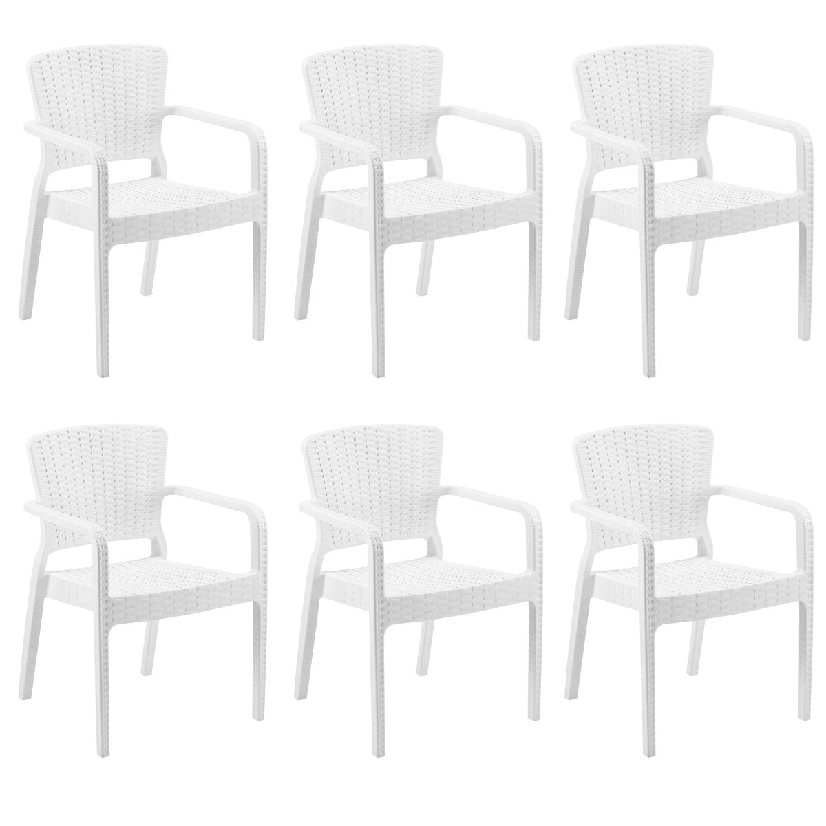 Dellonda Armchair Durable, Weather Resistant PP Body, Stackable x 6 - White