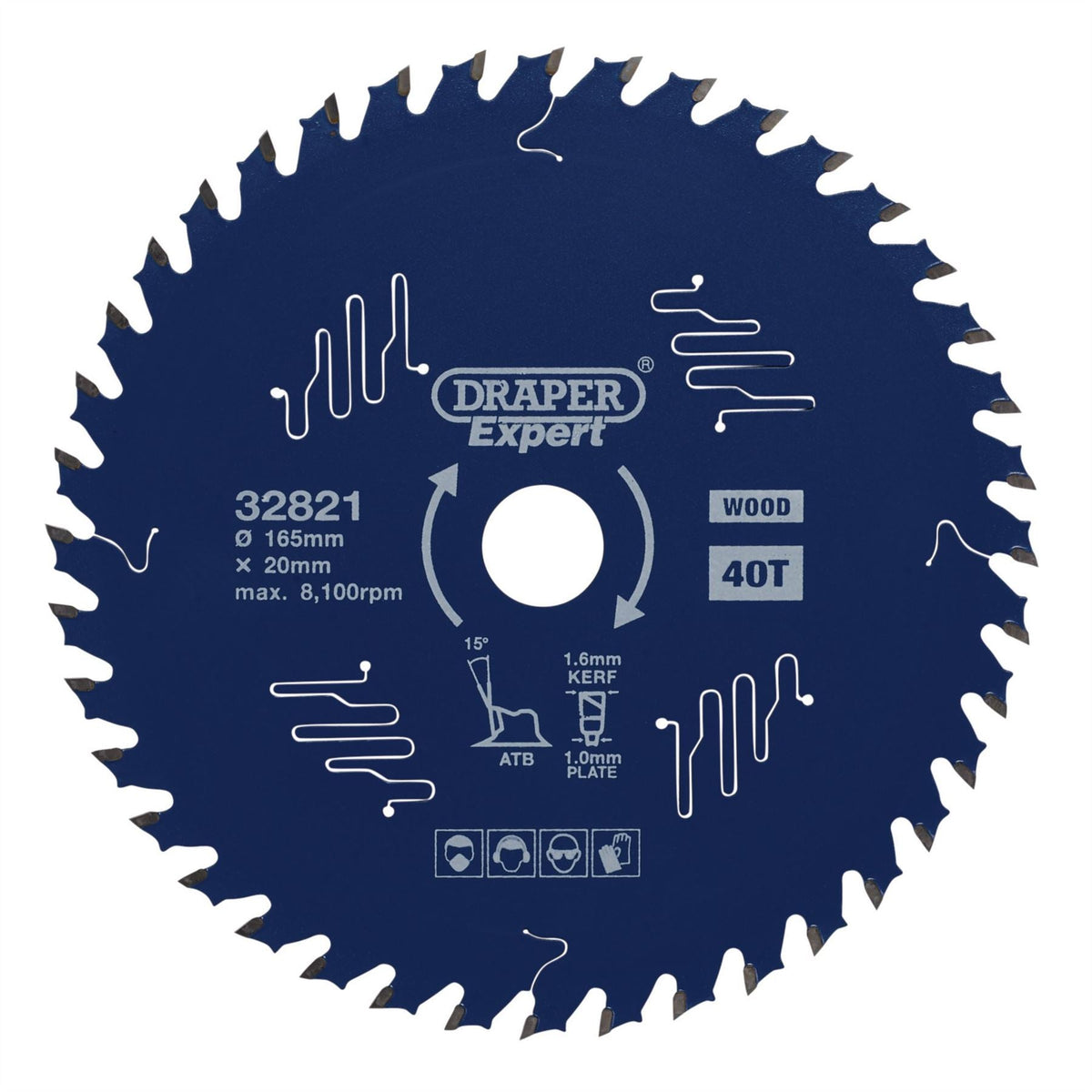 Draper Expert TCT Circular Saw Blade for Wood with PTFE Coating 165 x 20mm 40T 32821 White Rose Tools