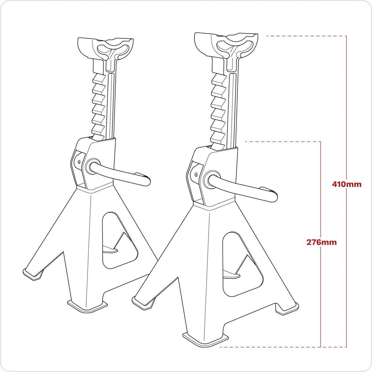 Sealey Ratchet Type Axle Stands (Pair) 2 Tonne Capacity per Stand - Hi-Vis Green
