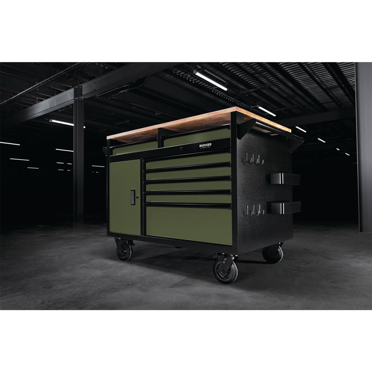 BUNKER 14 Drawer Multi-Functional Workbench Roller Tool Cabinet 48" Green 27332 White Rose Tools