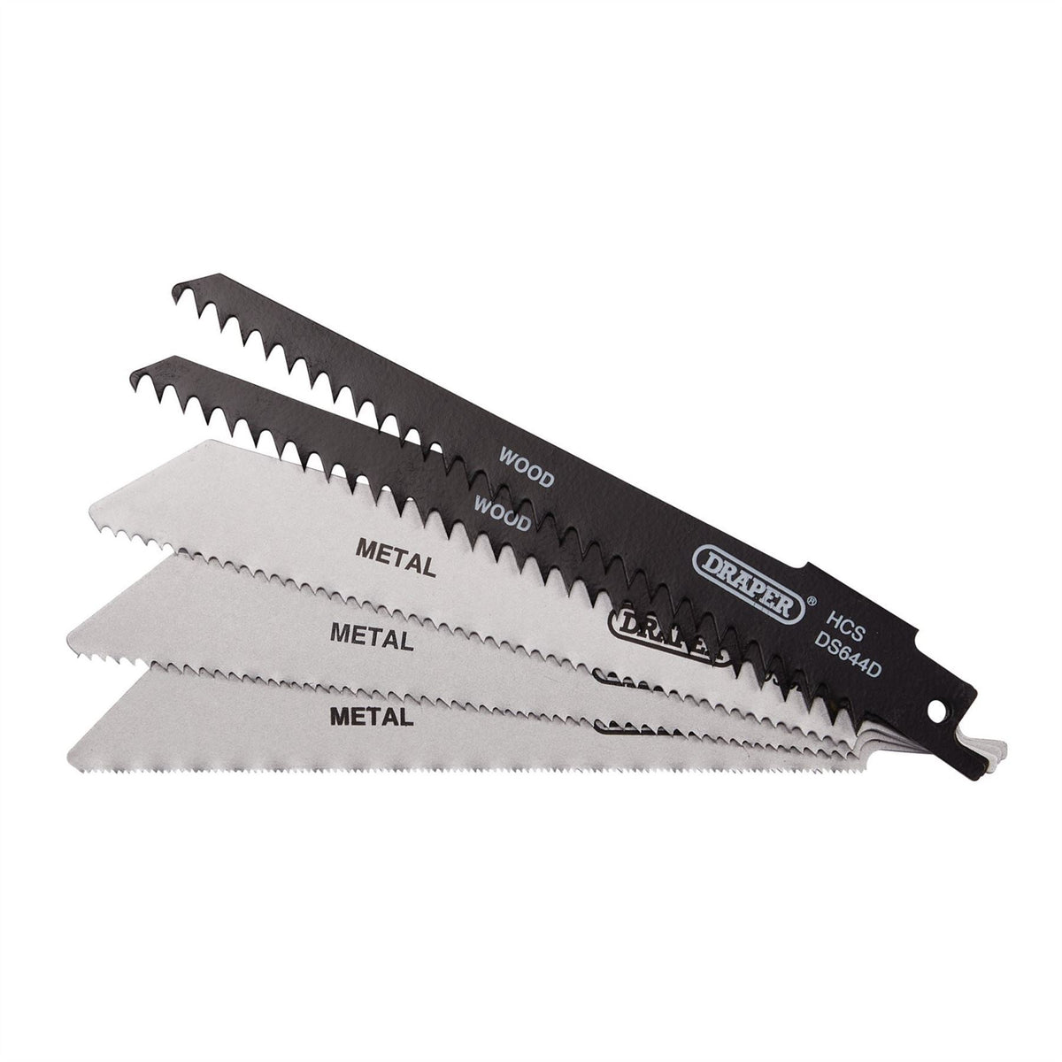 Draper Assorted Reciprocating Saw Blades for Multi-Purpose Cutting 150mm (Pack of 5) 52517 White Rose Tools