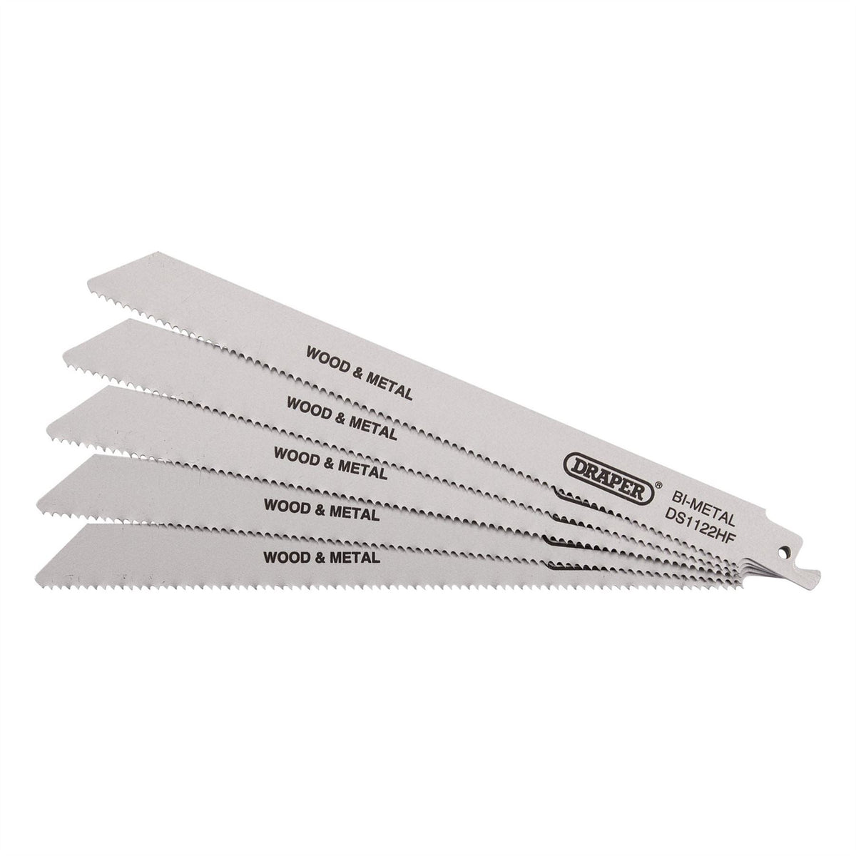Draper Bi-metal Reciprocating Saw Blades for Multi-Purpose Cutting 225mm 10tpi (Pack of 5) 38754 White Rose Tools