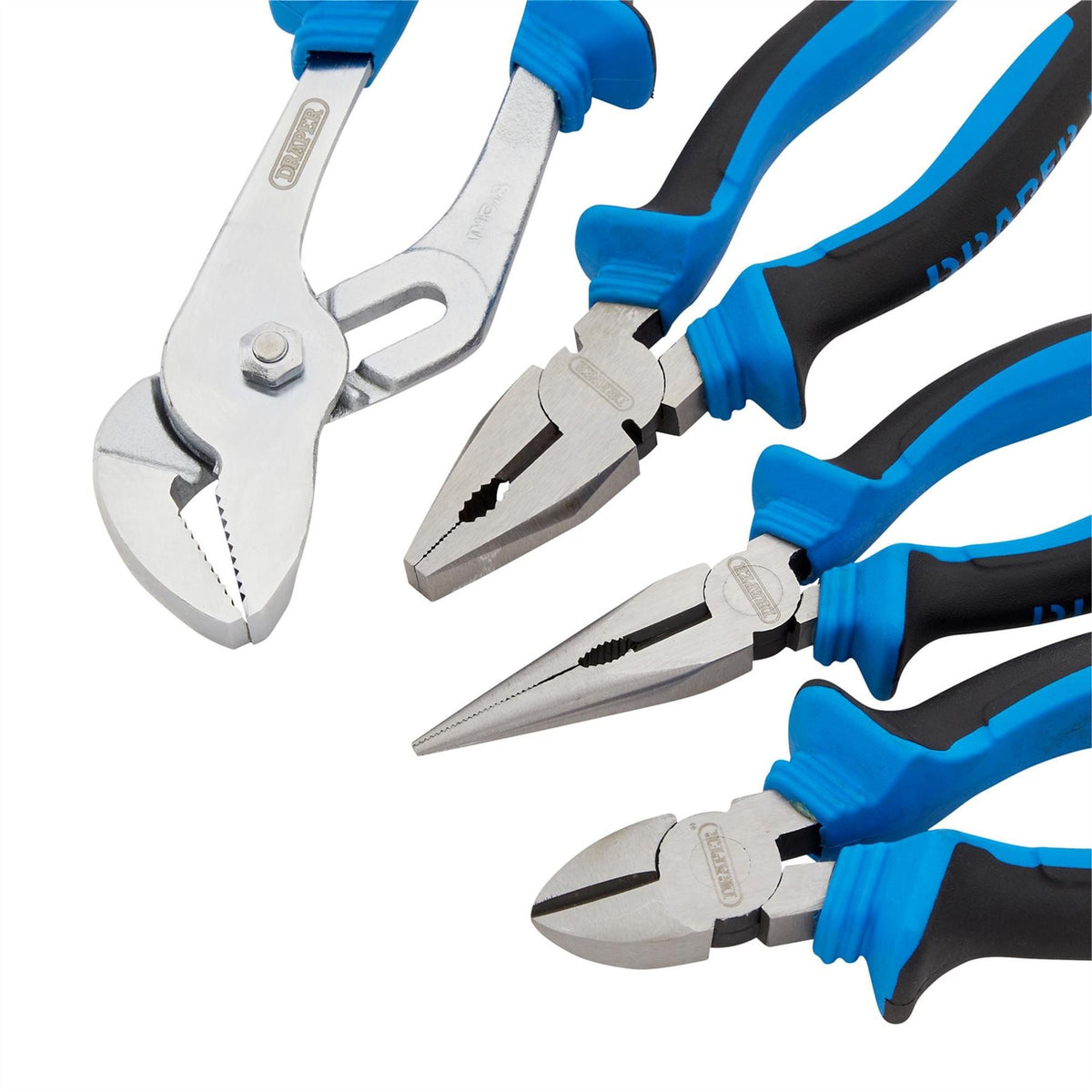 Draper Soft Grip Pliers Set (4 Piece) 81147 White Rose Tools