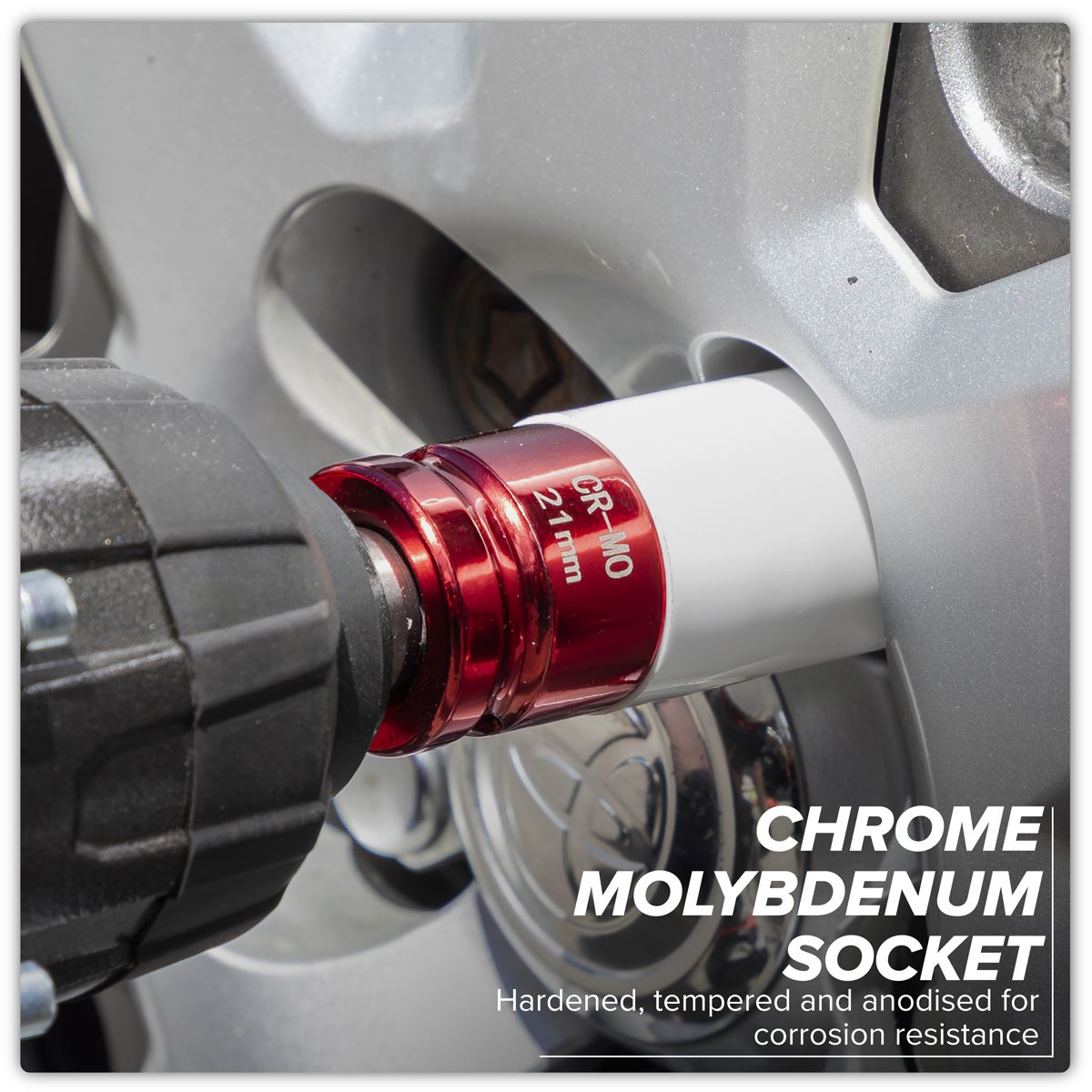 Sealey Alloy Wheel Impact Socket 1/2"Sq Drive 21mm White Rose Tools