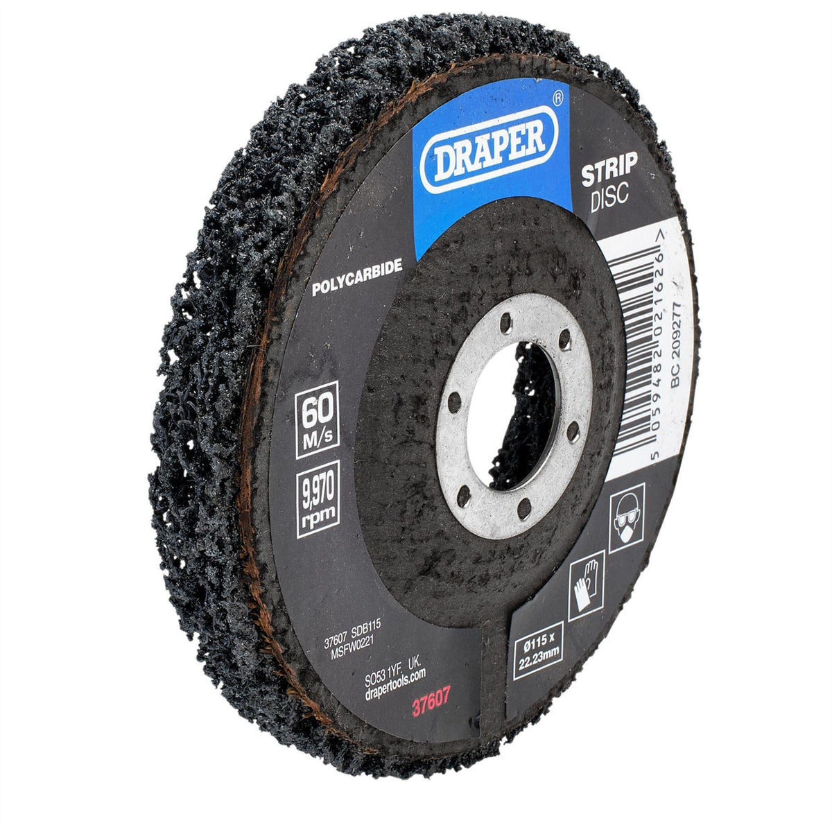 Draper Polycarbide Strip Disc 115mm 22.23mm 180 Grit Black 37607 White Rose Tools