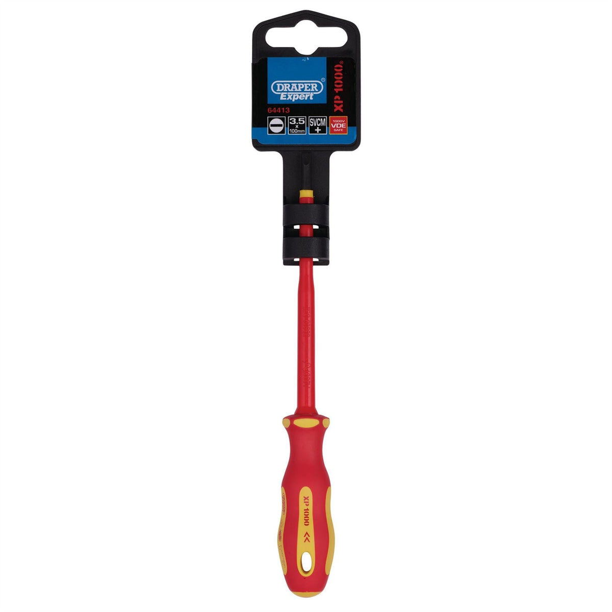 Draper XP1000 VDE Plain Slot Screwdriver 3.5 x 100mm 64413 White Rose Tools