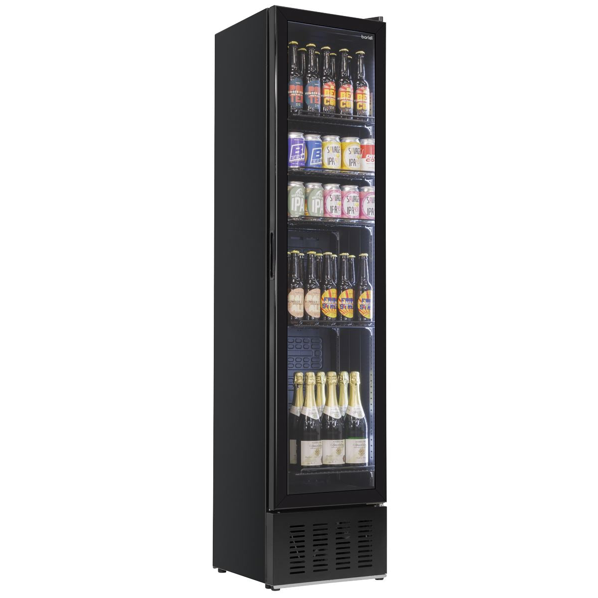 Baridi Tall Drinks/Bar Fridge with Digital Controls & Auto Defrost 160L - Black White Rose Tools
