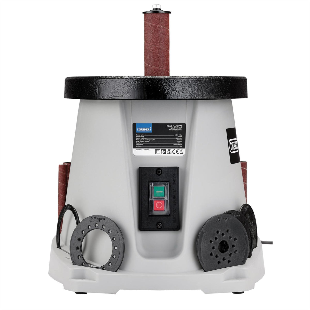 Draper 230V Oscillating Spindle Sander 450W 10773 White Rose Tools