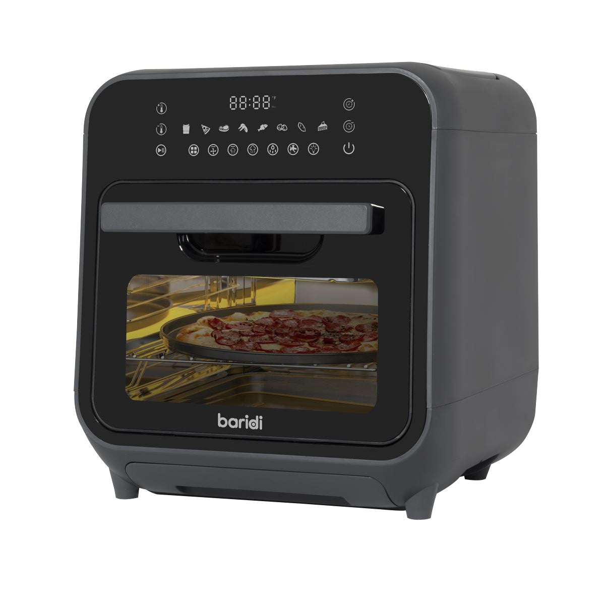 Baridi Steam Air Fryer Oven, Self-Cleaning, 8 Preset Programs, 1635W, 15L, Black