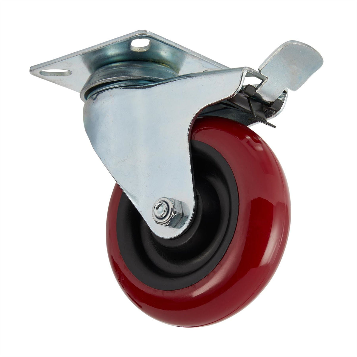 Draper Swivel Plate Fixing Polyurethane Wheel with Brake 100mm Diameter S.W.L. 125kg 65519 White Rose Tools