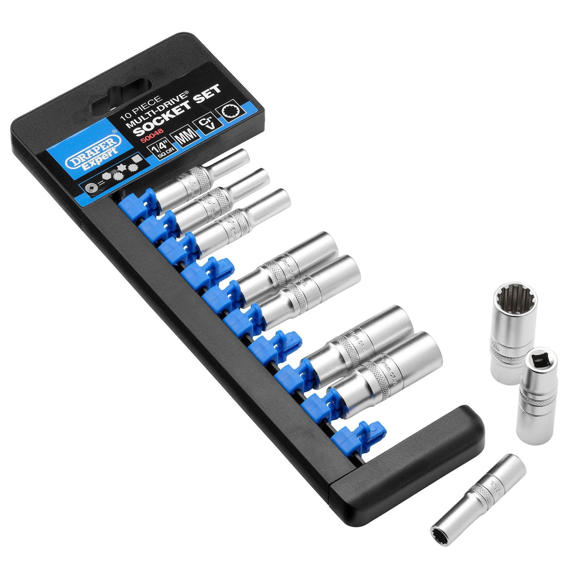 Draper Expert Multi-Drive® Metric Deep Socket Set 1/4" Sq. Dr. (10 Piece) 50048 White Rose Tools