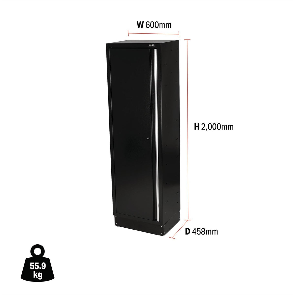 BUNKER Modular Tall Floor Cabinet 1 Door 2000mm 33165 White Rose Tools