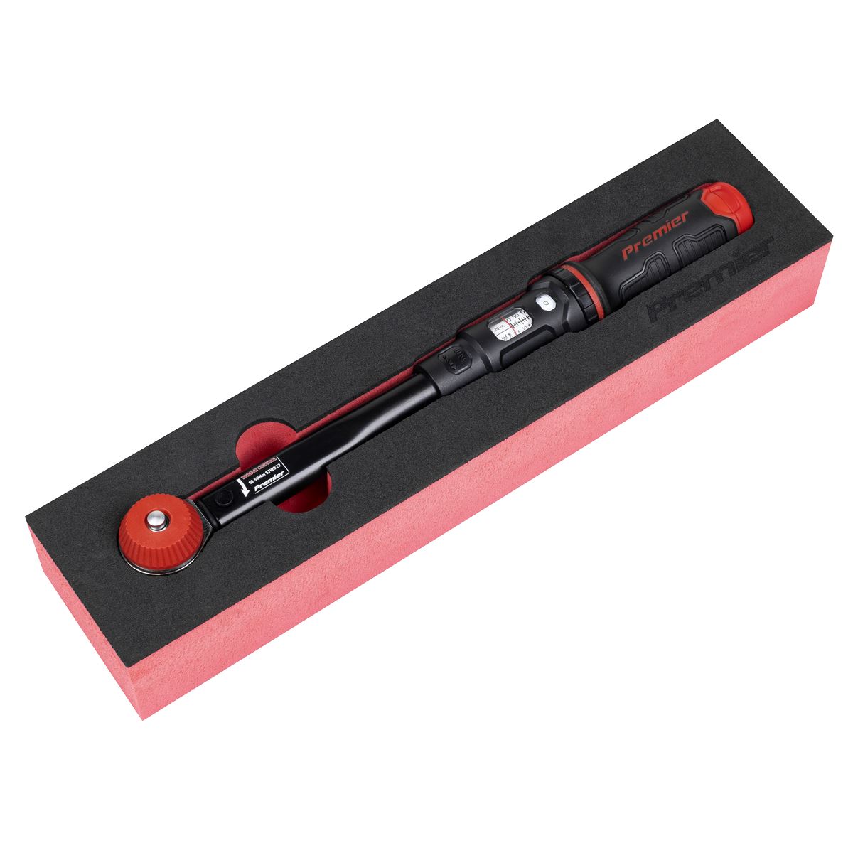 Sealey Premier Black Calibrated Micrometer Torque Wrench with 3/8"Sq Push-Through Drive 10-50Nm White Rose Tools