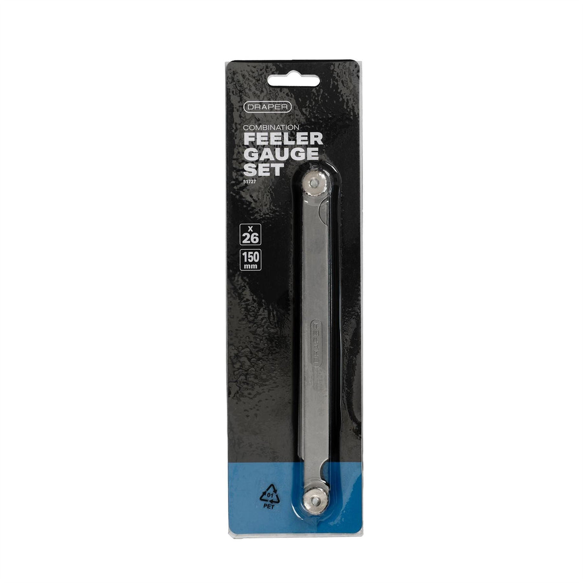 Draper 26 Blade Extra Long Combination Feeler Gauge Set 51727 White Rose Tools