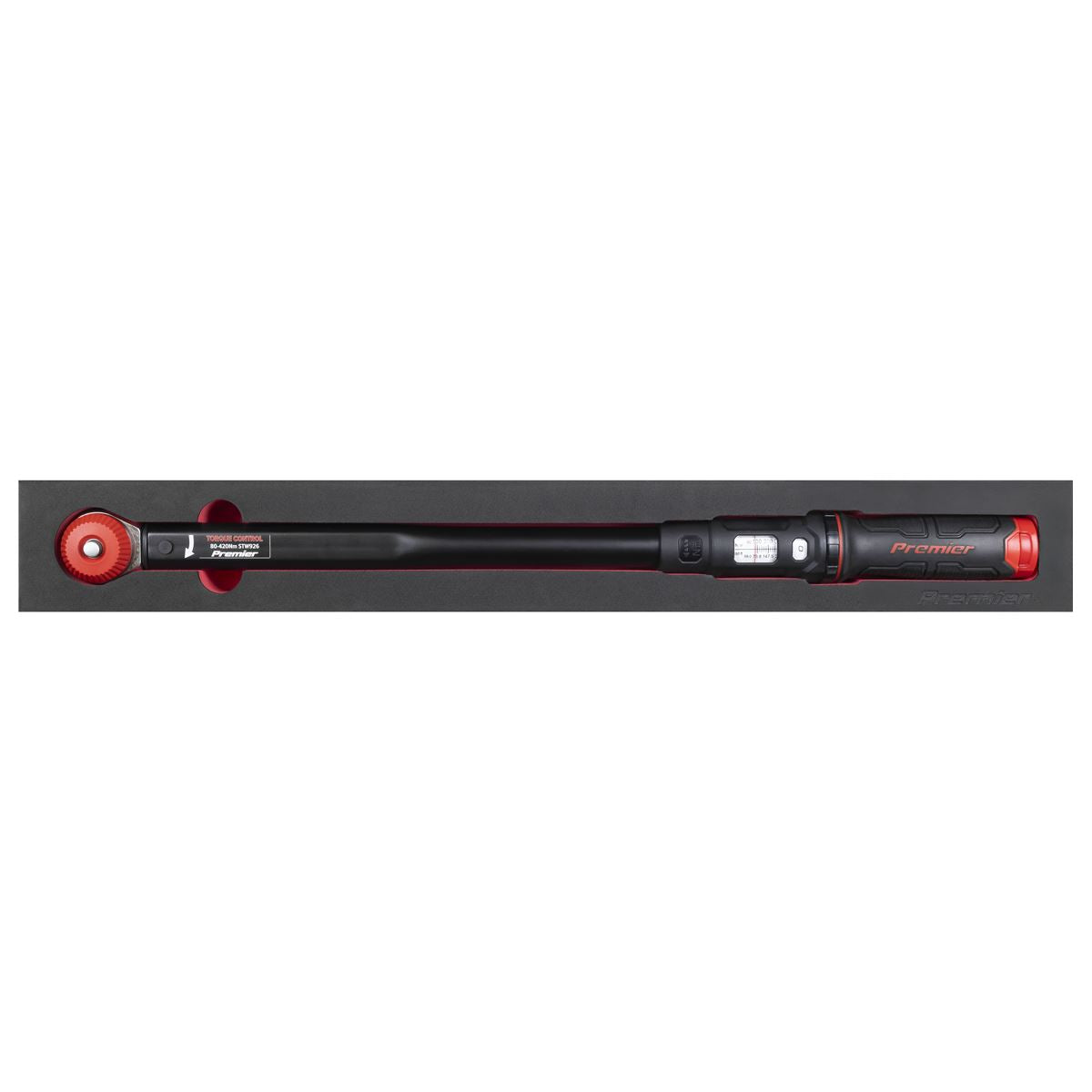 Sealey Premier Black Calibrated Micrometer Torque Wrench with 1/2"Sq Push-Through Drive 80-420Nm White Rose Tools