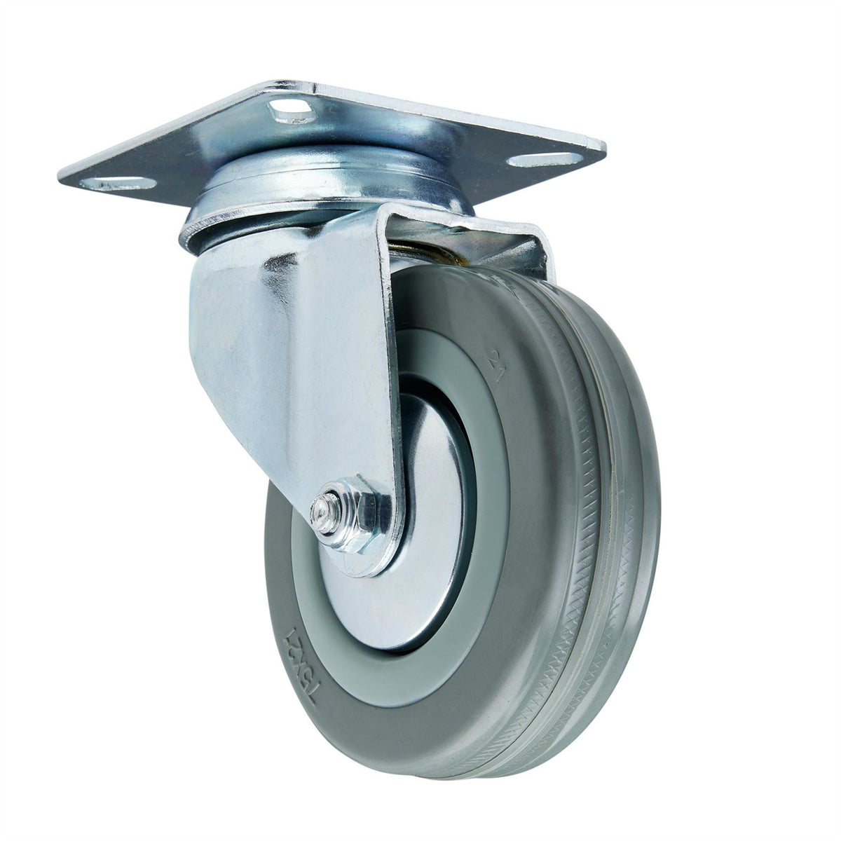 Draper Swivel Plate Fixing Rubber Castor 75mm Diameter S.W.L. 70kg 65473 White Rose Tools
