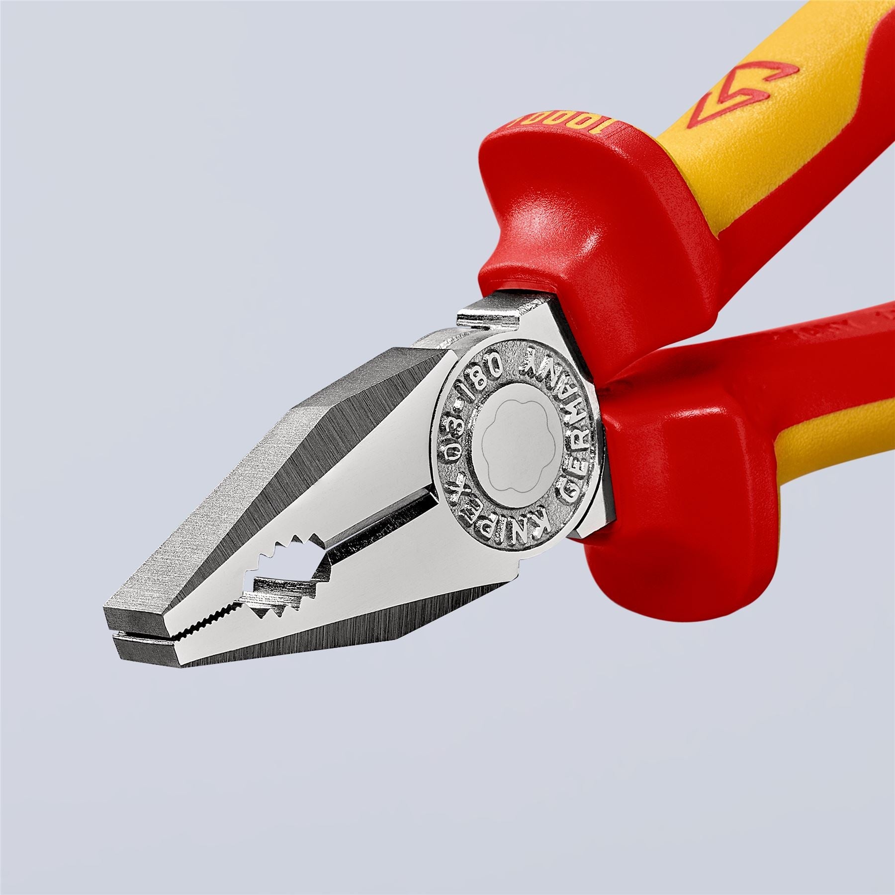 KNIPEX Combination Pliers 180mm VDE Chrome Multi Component Grips with Tether Point 03 06 180 T BK White Rose Tools