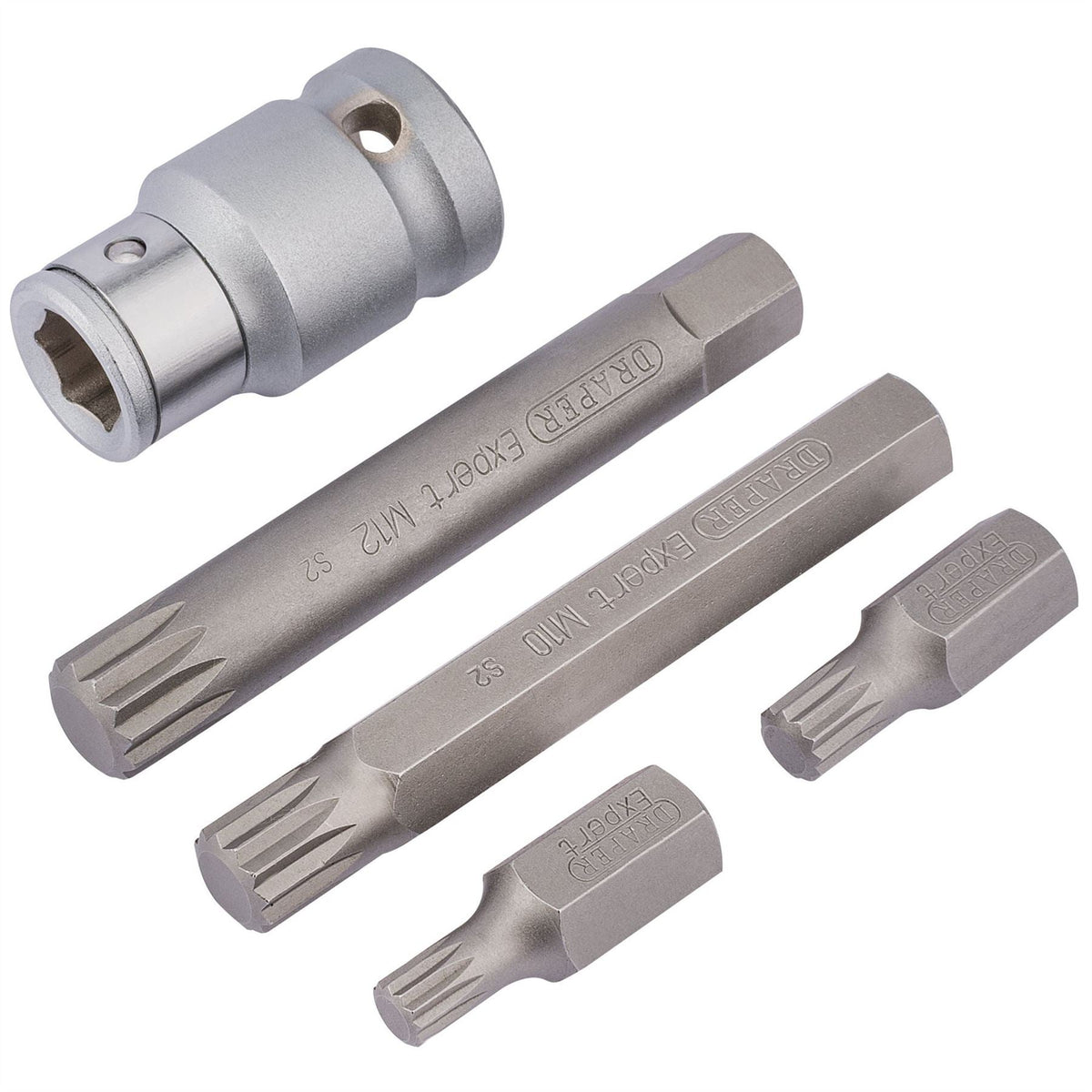 Draper Expert Spline Bit Set 1/2" Sq. Dr. (5 Piece) 83567 White Rose Tools