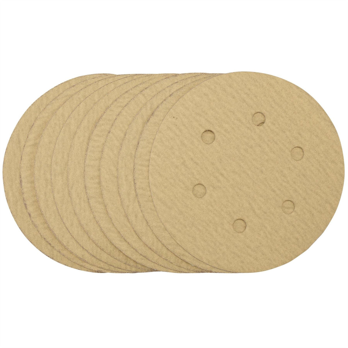 Draper Gold Sanding Discs with Hook & Loop 150mm 180 Grit 6 Dust Extraction Holes (Pack of 10) 64240 White Rose Tools