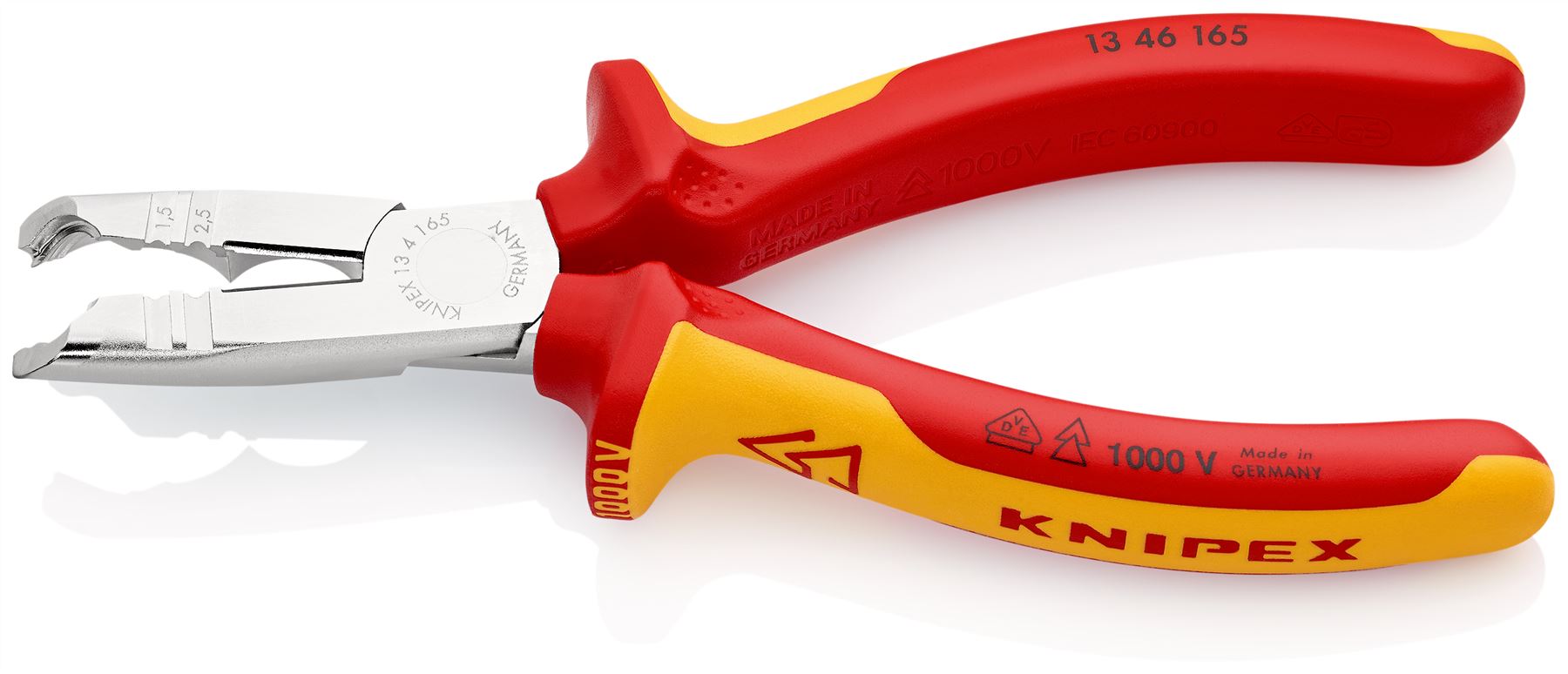 KNIPEX Stripping Pliers 165mm VDE Chrome Multi Component Grips 13 46 165 White Rose Tools