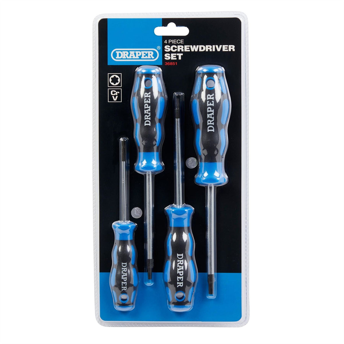 Draper TX-STAR® Soft Grip Screwdriver Set (4 Piece) 36851 White Rose Tools