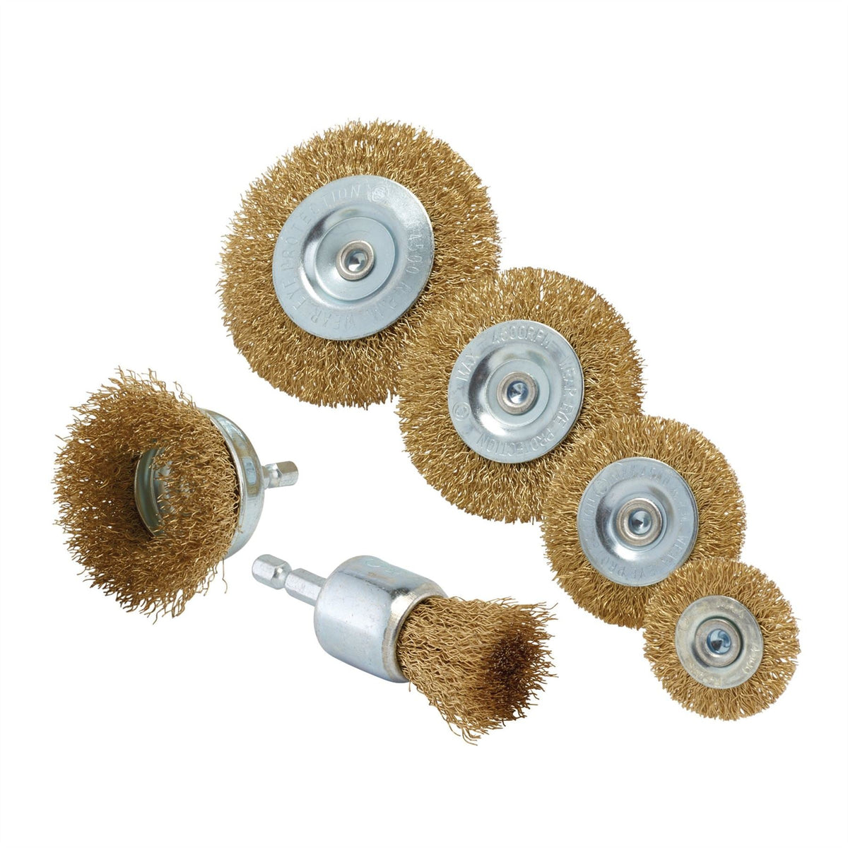 Draper Brassed Steel Crimped Wire Brush Set (6 Piece) 07436 White Rose Tools