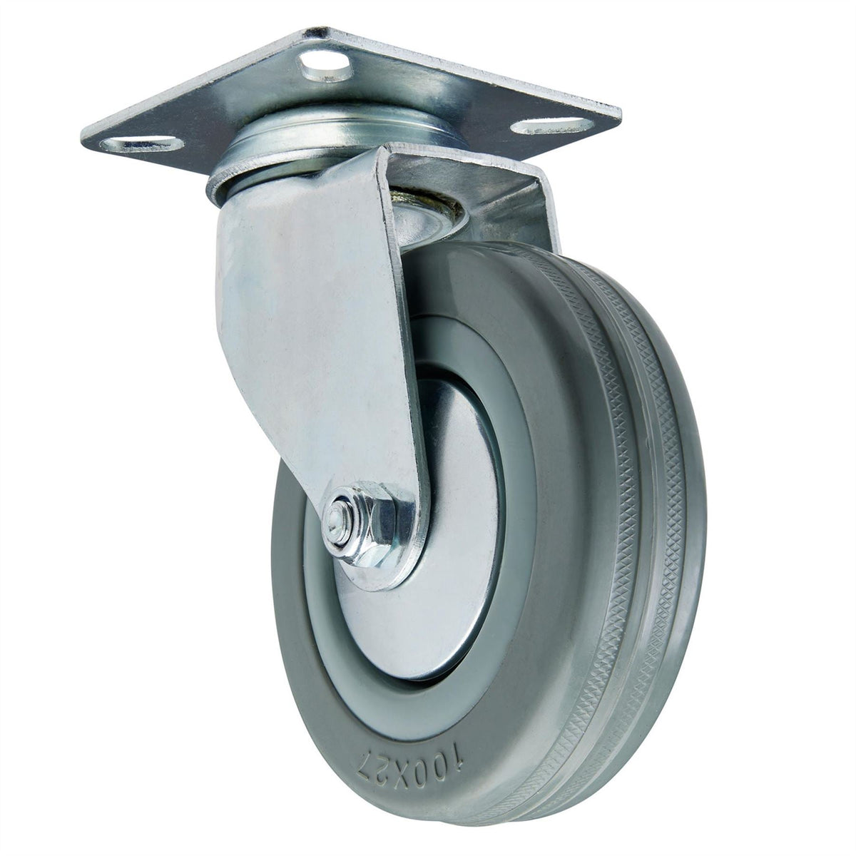Draper Swivel Plate Fixing Rubber Castor 100mm Diameter S.W.L. 80kg 65478 White Rose Tools