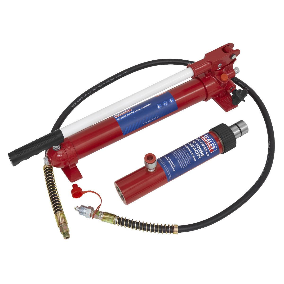 Sealey Snap Push Ram with Pump & Hose Assembly - 10 Tonne
