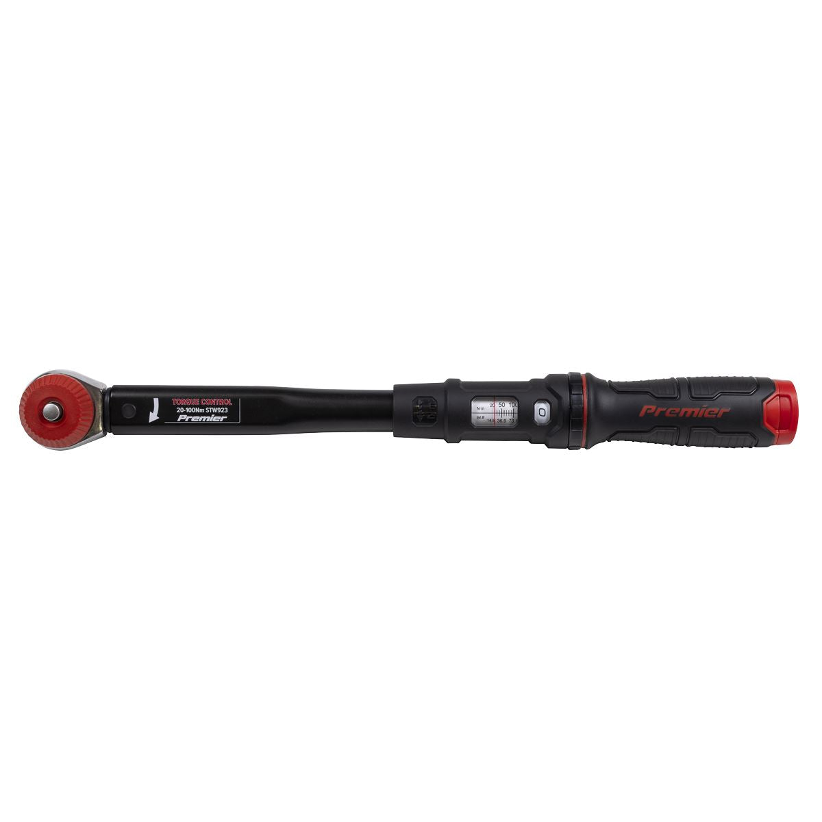 Sealey Premier Black Calibrated Micrometer Torque Wrench with 3/8"Sq Push-Through Drive 20-100Nm White Rose Tools