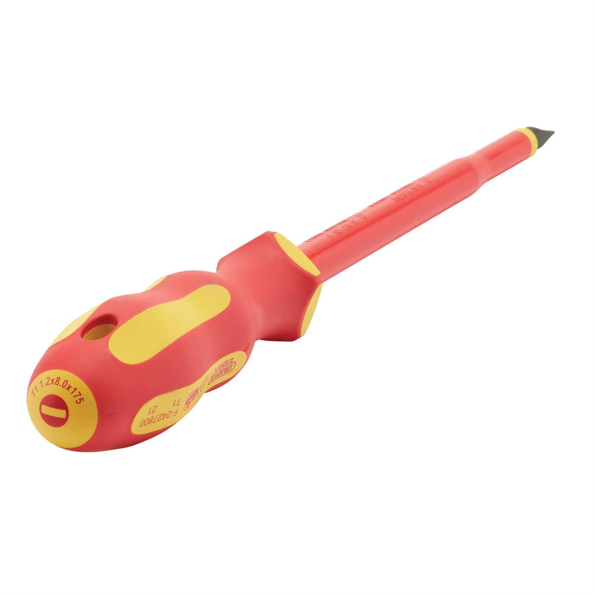 Draper XP1000 VDE Plain Slot Screwdriver 8 x 175mm 64426 White Rose Tools