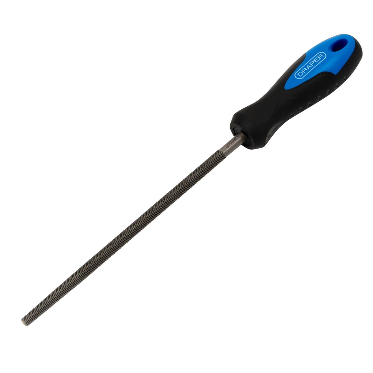 Draper Soft Grip Engineers Round File and Handle 200mm 44955 White Rose Tools
