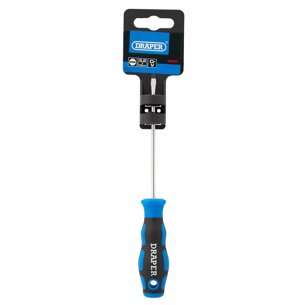 Draper Soft Grip Plain Slot Screwdriver 3.2 x 100mm 48920 White Rose Tools