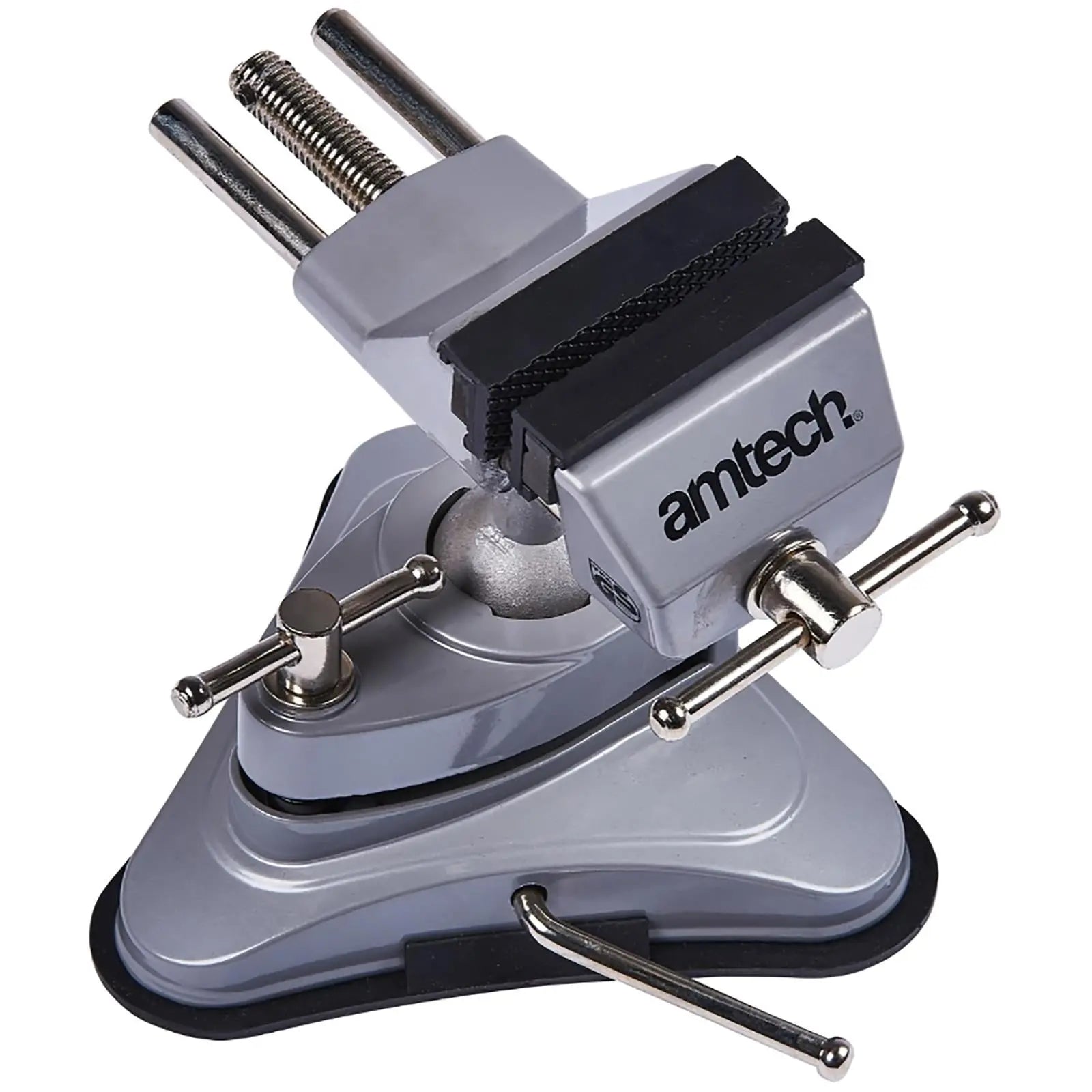 Amtech Bench Vice Clamp Table Suction Base Soft Jaws Rotating 70mm 2.75  White Rose Tools