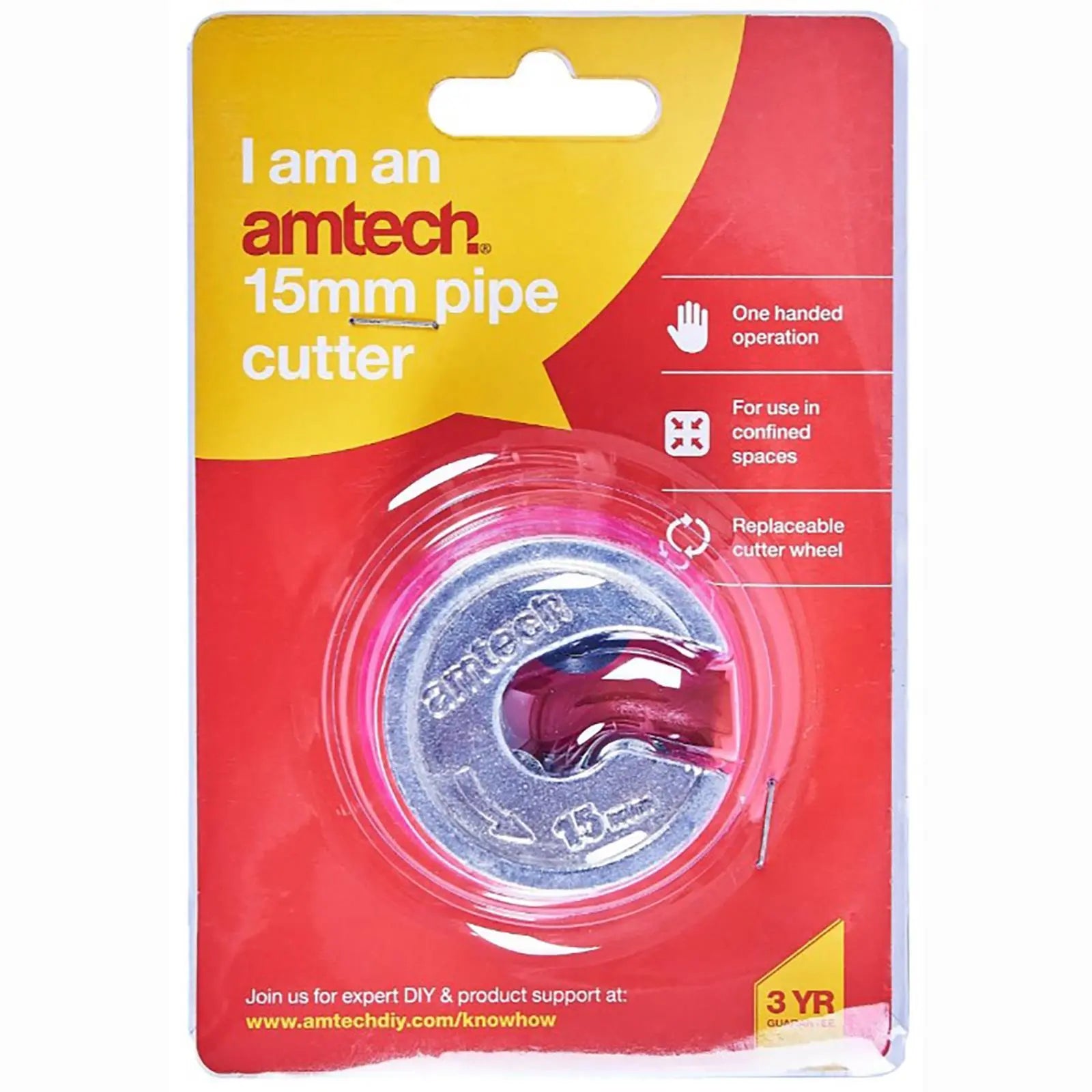 Amtech Copper Pipe Cutter 15mm Rotary Slicer Quick Compact Clean Cut White Rose Tools