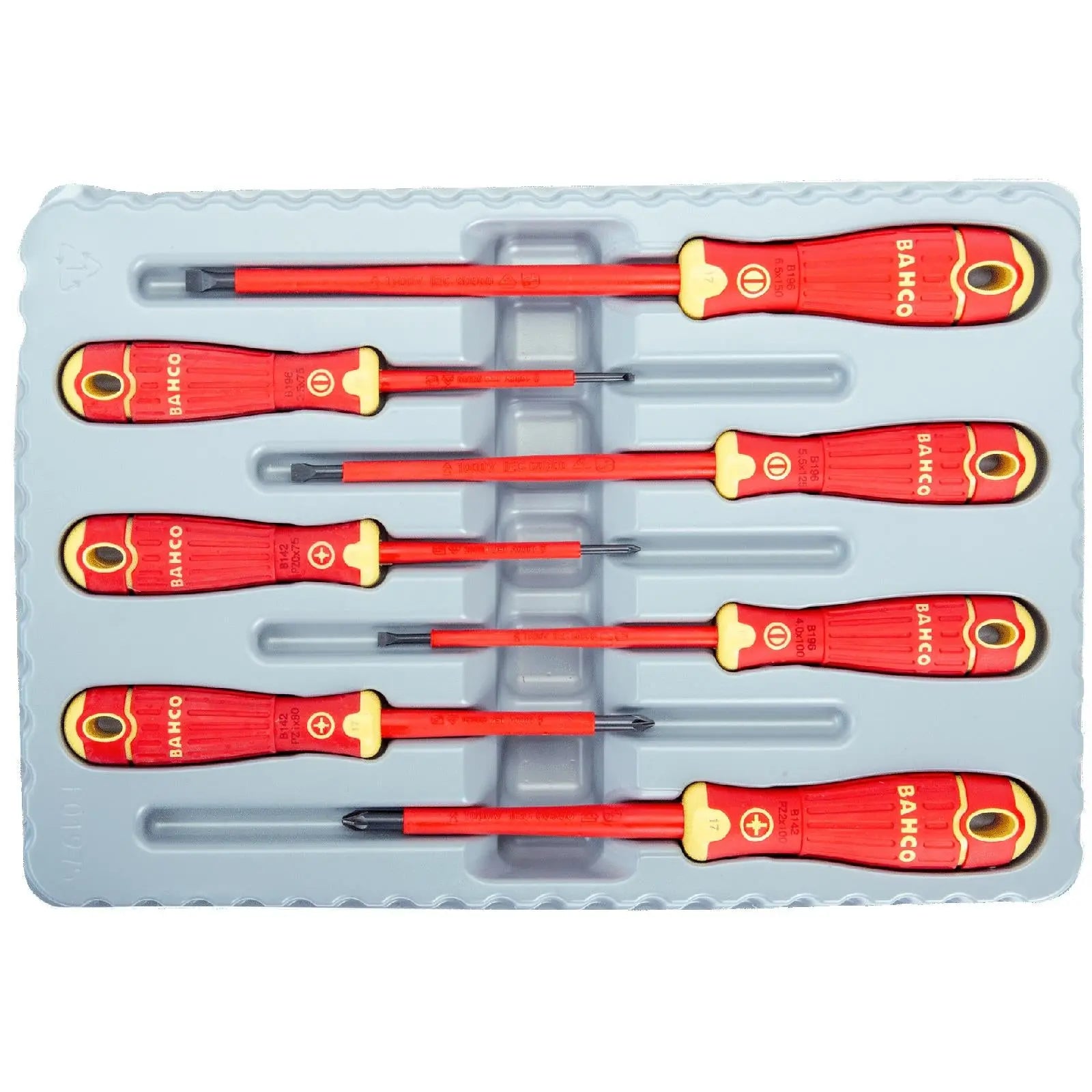 Bahco BahcoFit VDE Insulated Slotted Pozi Screwdriver Set 7 Piece 1000V