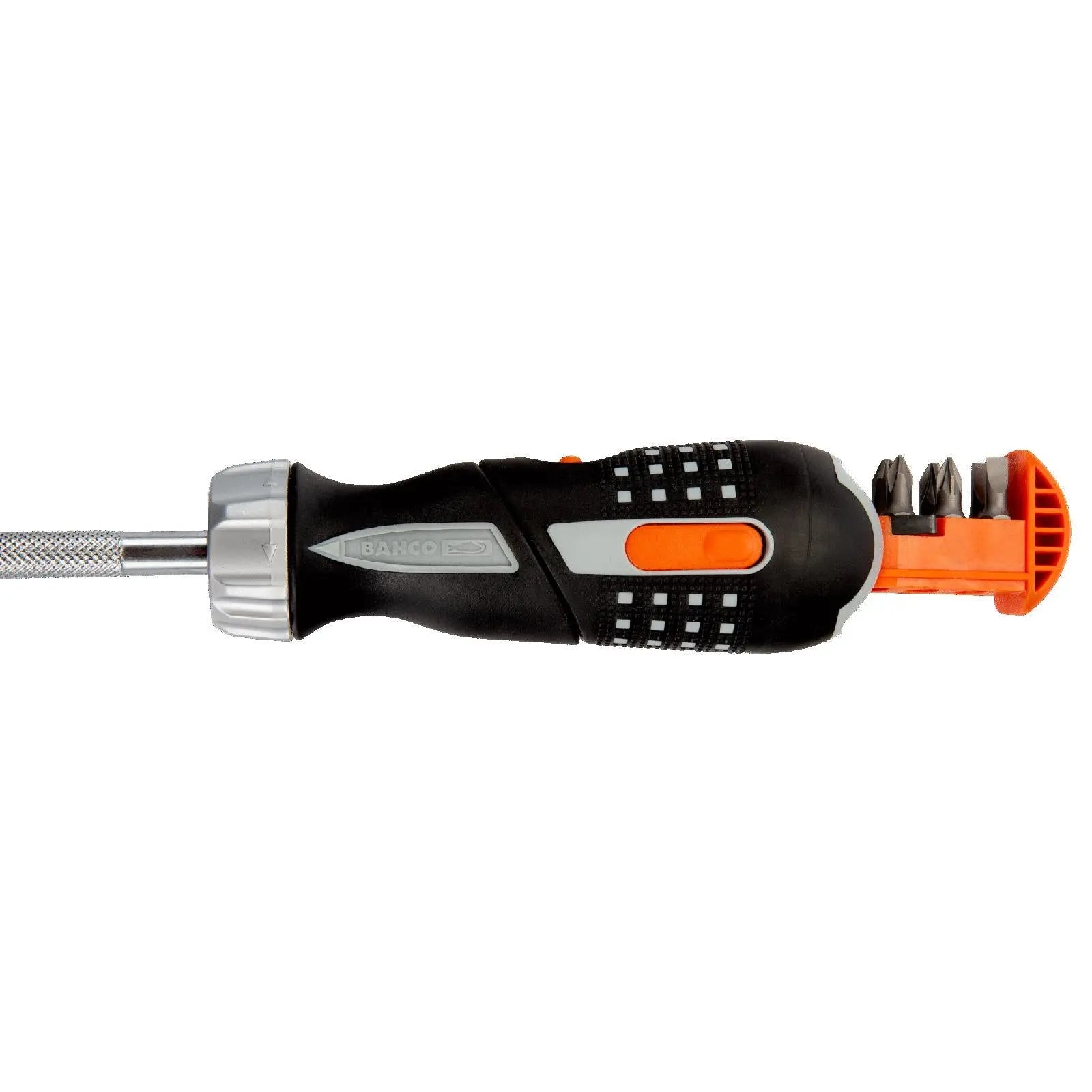 Bahco Ratchet Screwdriver Pistol Grip with 1/4" Hex Bits Phillips Slotted White Rose Tools