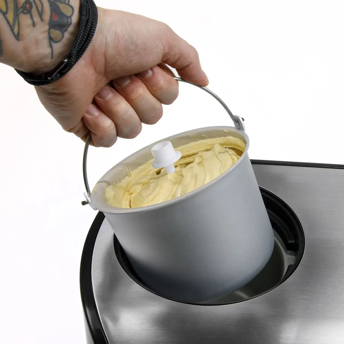 Baridi 1.2L Automatic Churning Ice Cream Machine, Fast Freeze Compressor Cooling White Rose Tools