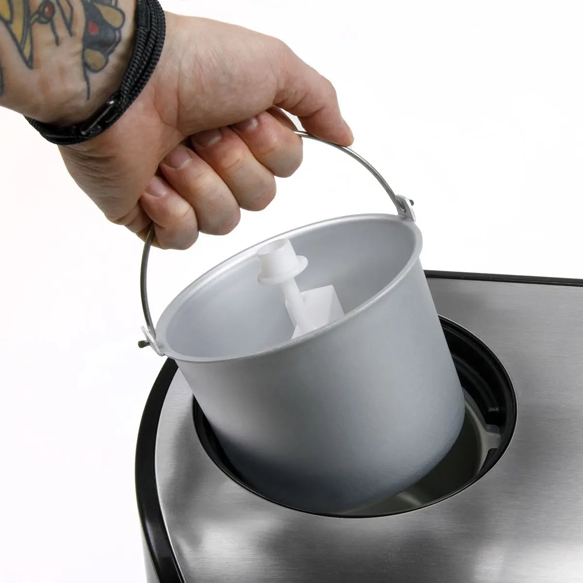 Baridi 1.2L Automatic Churning Ice Cream Machine, Fast Freeze Compressor Cooling White Rose Tools